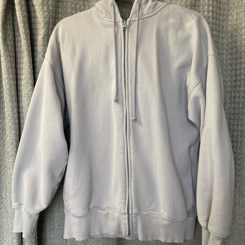 TNA Boyfriend Zip Hoodie in Light Gray Size 1